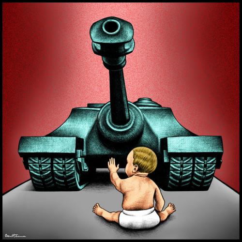 Cartoon: No More War (medium) by BenHeine tagged hastingsagainstwar,haw,childvictimsofwar,benheine,tank,war,baby,blood,victim,worldwar2,stop,innocent,murder,tragedy,massacre,slaughter,cdcover,resistance,patrickodonnell,afghanistan,bebe,probert,roberthill,