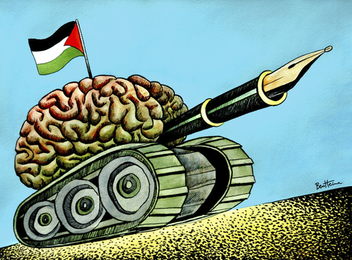 Cartoon: Palestine Think Tank (medium) by BenHeine tagged struggle,territory,land,occupation,flag,drapeau,expression,stylo,bic,pen,cerveau,brain,zionism,conquer,liberte,sabbah,haitham,atzmon,gilad,website,new,desertpeace,east,middle,mind,battle,speech,of,freedom,heine,ben,tank,think,palestine