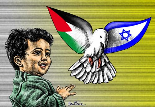 Cartoon: Peace Now (medium) by BenHeine tagged palestine,peace,now,israel,occupation,expansionism,zionism,dove,child,innocence,hope,future,