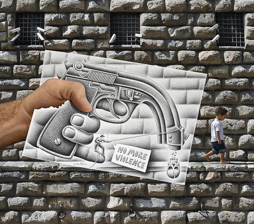 Cartoon: Pencil Vs Camera - 60 (medium) by BenHeine tagged pencil,vs,camera,art,ben,heine,drawing,photography,imagination,reality,surrealism,augmented,sketch,gun,peace,innocent,innocence,liege