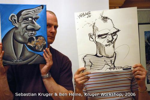 Cartoon: Sebastian Kruger and Ben Heine (medium) by BenHeine tagged sebastian,kruger,friend,portrait,draw,atelier,art,national,caricaturist,network,eachother,ncn,ben,heine,usa,artist,rolling,stones,caricature,international,workshop,germany,talent,funny,hold,crazy,painting,technique,popular