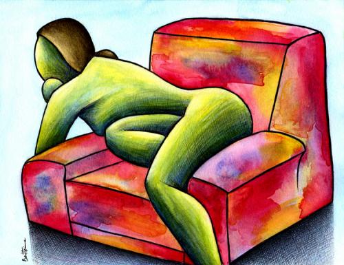 Cartoon: The Terrible fish (medium) by BenHeine tagged mirror,sylviaplath,plath,fish,poisson,terrible,ugly,pretty,disgusting,ecailles,aquarelle,rainbow,reflet,lay,young,youth,analysis,woman,truthful,poem,corner,sofa,vmlinuxorg,erotic,sensual,shapes,curves,watercolour,mix,blend,color,couleur,armchair,suicide,b