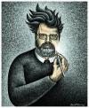 Cartoon: David Baldinger (small) by BenHeine tagged davidbaldinger,cartoonist,peoplesweeklyworld,usa,benheine,irancartoon,drawer,cartoonist,usa,interview,freedomofexpression,friend,disappear,glasses,pencil,bic,hachure,self,portrait,beard,dragonball,longhair,