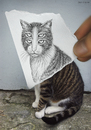 Cartoon: Pencil Vs Camera - 6 (small) by BenHeine tagged pencil vs camera traditional digital drawing photography ben heine sketch dessin cat chat wall half mise en abime abyme abysme conceptual new art series eyes optical fur pelage illusion animal