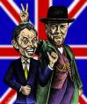 Cartoon: Tony and Winston (small) by BenHeine tagged tonyblair winstonchurchill england greatbritain uk politics british politicians caricature drjekyll mrhide hat office politisch realpolitik 