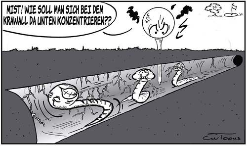 Cartoon: Mentale Probleme (medium) by cwtoons tagged sport,golf,wurm,würmer