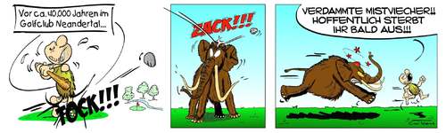 Cartoon: Neandertalgolf (medium) by cwtoons tagged neandertal,golf,mammut,aussterben