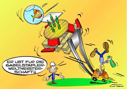 Cartoon: Stapler-WM (medium) by cwtoons tagged aarbeit,weltmeister,weltmeisterschaft,gabelstapler