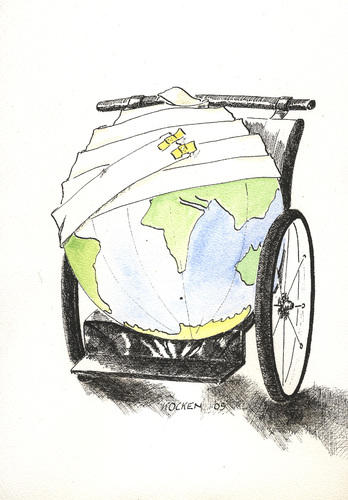 Cartoon: Krank  - disabled - sick (medium) by kocki tagged erde,klimagipfel,politik