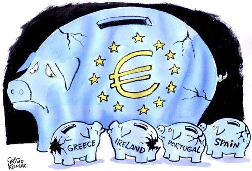 Cartoon: EURO PIGGY BANK (medium) by Christo Komarnitski tagged euro,greece,ireland,eu,portugal,spain