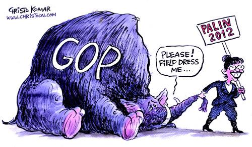 Cartoon: Palin and GOP (medium) by Christo Komarnitski tagged usa,gop,sarah,palin,president,elections