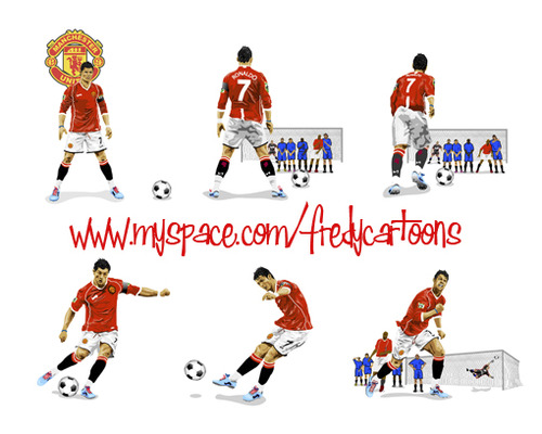 Cartoon: Cistiano Ronaldo in ManU (medium) by Fredy tagged cristiano,ronaldo,manchester,united,football