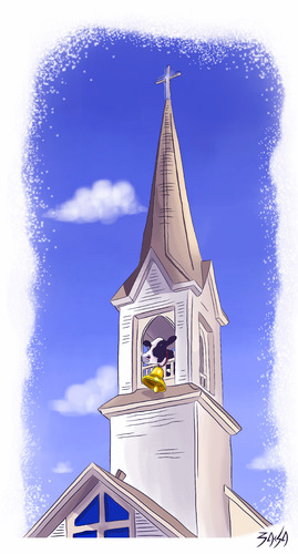 Cartoon: bell (medium) by bacsa tagged bell