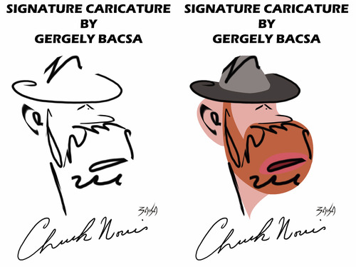 Cartoon: Chuck Norris (medium) by bacsa tagged signature,caricature