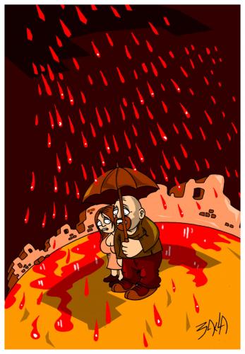 Cartoon: Gaza dark cloud (medium) by bacsa tagged gaza,dark,cloud