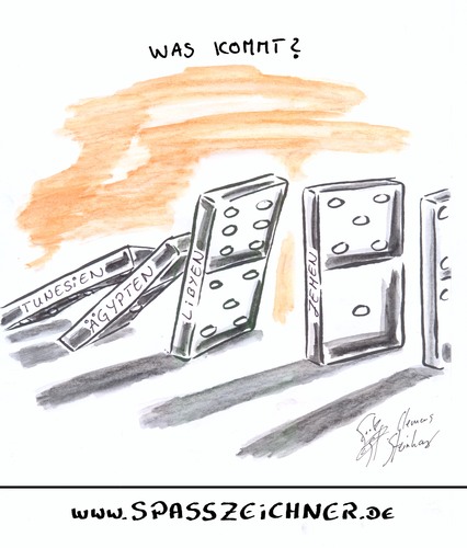 Cartoon: Domino (medium) by Clemens tagged ägypten,tunesien,jemen,libyen,revolution,volk,herrscher,gewalt,demonstration