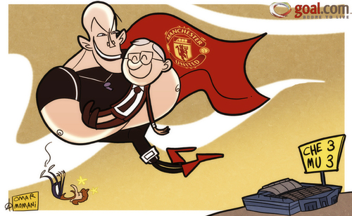 Cartoon: a job for Howard Webb (medium) by omomani tagged boas,chelsea,england,ferguson,howard,webb,manchester,united,portugal,premier,league,scotland,stamford,bridge,villas