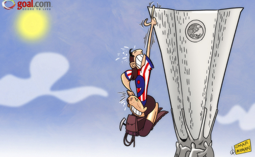 Cartoon: Atletico losing grip on Europa L (medium) by omomani tagged atletico,madrid,diego,simeone,europa,league,falcao