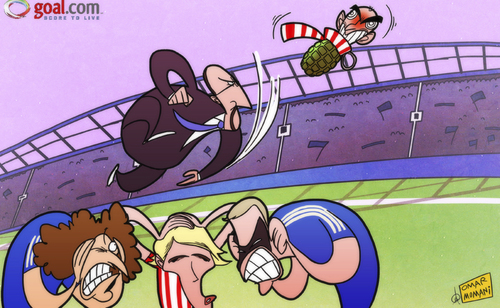 Cartoon: Benitez denies Di Canio (medium) by omomani tagged chelsea,david,luiz,matthew,kilgallon,paolo,di,canio,premier,league,rafael,benitez,sunderland,torres