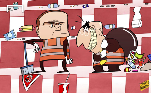 Cartoon: Berlusconi handed community serv (medium) by omomani tagged ac,galliani,berlusconi,milan