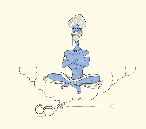 Cartoon: Blue Gennie (medium) by omomani tagged blue,gennie