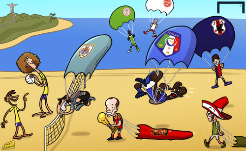 Cartoon: Confederations Cup 2013 (medium) by omomani tagged uruguay,tahiti,suarez,spain,nigeria,neymar,mexico,kagawa,chicharito,balcazar,hernandez,javier,japan,italy,iniesta,luiz,david,cup,confederations,brazil,balotelli