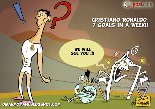 Cartoon: Cristiano Ronaldo 7 goals (medium) by omomani tagged cristiano,ronaldo,real,madrid,football,cartoon,portugal,spain,la,liga,soccer