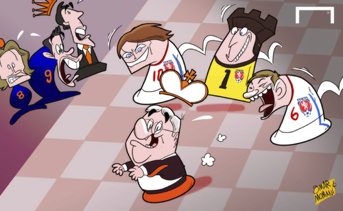 Cartoon: Czech mate Hiddink (medium) by omomani tagged cech,czech,republic,daley,blind,euro,2016,qualifications,guus,hiddink,netherlands,ruud,van,nistelrooy,tomas,rosicky,vaclav,pilar,persie