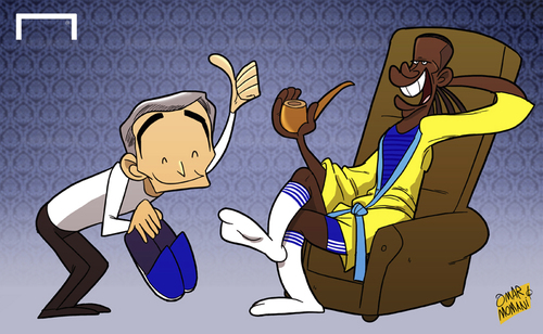 Cartoon: Drogba returns home to Chelsea (medium) by omomani tagged chelsea,drogba,mourinho