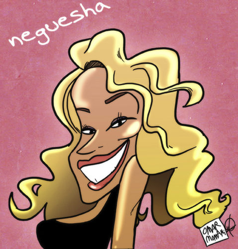 Cartoon: Fanny Neguesha caricature (medium) by omomani tagged balotelli,ac,milan,fanny,neguesha,caricature