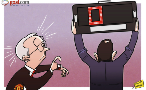 Cartoon: Fergie time finally up (medium) by omomani tagged ferguson,manchester,united