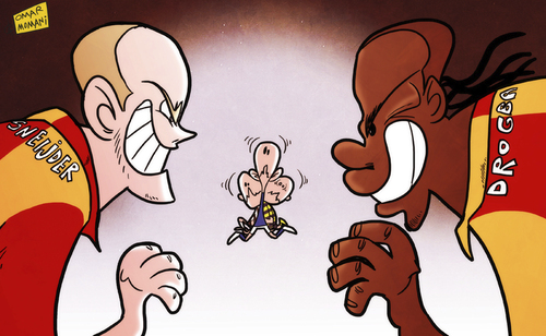 Cartoon: Galatasaray are coming (medium) by omomani tagged drogba,galatasaray,sk,sneijder