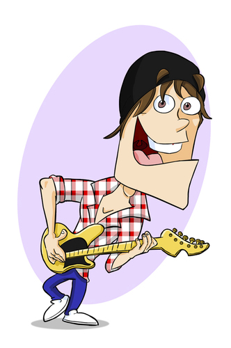 Cartoon: Go Jammie Go (medium) by omomani tagged rock,guitar,musican,star,go