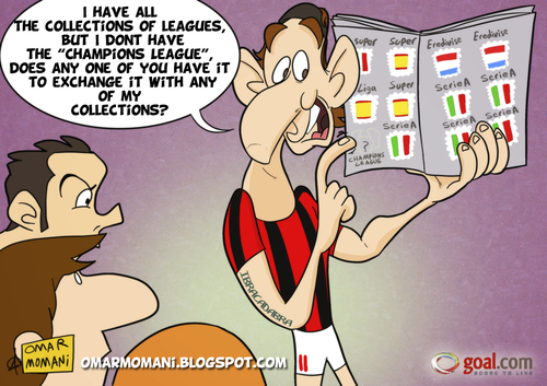 Cartoon: Ibrahimovic Stamp (medium) by omomani tagged ibrahimovic,messi,cristiano,ronaldo,ac,milan,barcelona,real,madrid,serie,la,liga,eredivisie