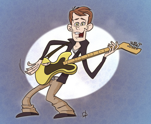 Cartoon: Jamie Gilder of JUiCE (medium) by omomani tagged british,uk,juice,gilder,jamie,england,britin,music,pop,rock,guitar