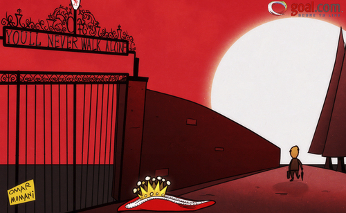 Cartoon: Kenny walks alone (medium) by omomani tagged dalglish,liverpool