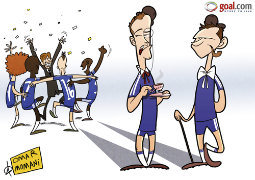 Cartoon: Lampard n Terry refuse to boogie (medium) by omomani tagged ashley,cole,brazil,chelsea,david,luiz,england,lampard,meireles,portugal,premier,league,ramires,terry,villas,boas