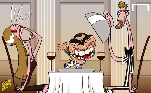 Cartoon: Llorente sees Tevez much (medium) by omomani tagged juventus,llorente,tevez