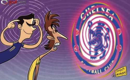 Cartoon: Look into my eyes! (medium) by omomani tagged chelsea,neymar,oscar