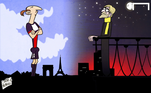 Cartoon: Love is in the air (medium) by omomani tagged dortmund,ibrahimovic,jurgen,klopp,paris,saint,germain