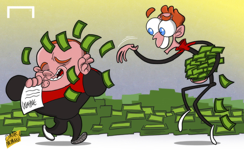 Cartoon: Man U show Rooney the money (medium) by omomani tagged manchester,united,moyes,rooney