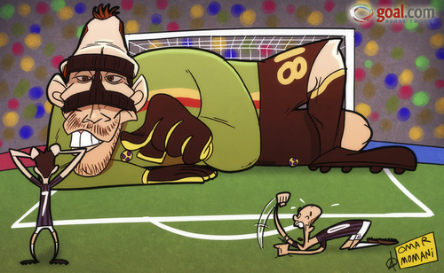 Cartoon: Massimiliano Benassi (medium) by omomani tagged benassi,inter,milan,italy,lecce,netherlands,pazzini,serie,sneijder