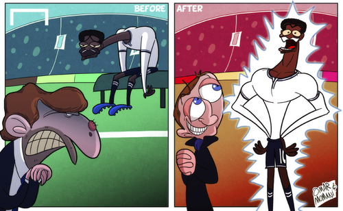 Cartoon: No more Saddybayor (medium) by omomani tagged emmanuel,adebayor,tim,sherwood,tottenham,villas,boas