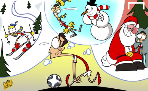 Cartoon: Ozil dreaming of a winter break (medium) by omomani tagged arsenal,ozil