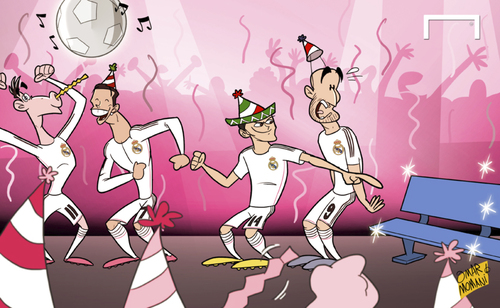 Cartoon: Peas release me Chicharito (medium) by omomani tagged ancelotti,benzema,cristiano,ronaldo,gareth,bale,javier,hernandez,balcazar,chicharito,real,madrid