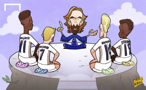 Cartoon: Perfect Pirlo (medium) by omomani tagged danny,welbeck,england,italy,jack,wilshere,jordan,henderson,pirlo,raheem,sterling,world,cup,2014