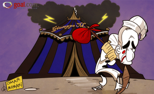 Cartoon: Ranieri the clown is fired (medium) by omomani tagged serie,ranieri,italy,milan,inter