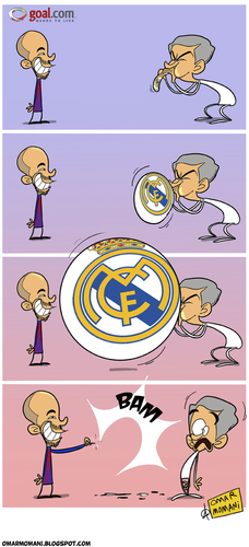 Cartoon: Real Madrid Balloon (medium) by omomani tagged spain,madrid,real,portugal,mourinho,liga,la,guardiola,barcelona
