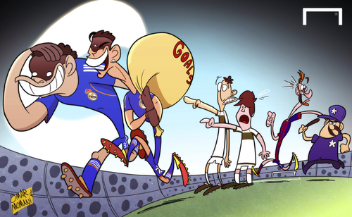 Cartoon: Real robbery (medium) by omomani tagged pique,pepe,liga,la,elche,ronaldo,cristiano,barcelona