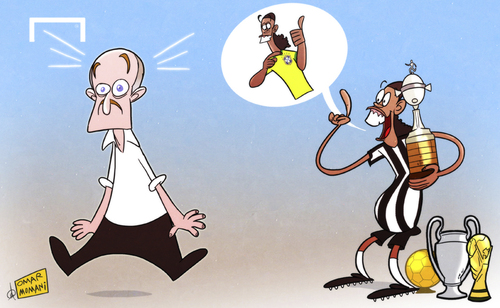 Cartoon: Ronaldinho adds another title (medium) by omomani tagged atletico,mineiro,brazil,copa,libertadores,ronaldinho,scolari,world,cup